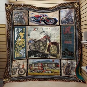 Love Motorcylces Quilt Blanket  Quilt